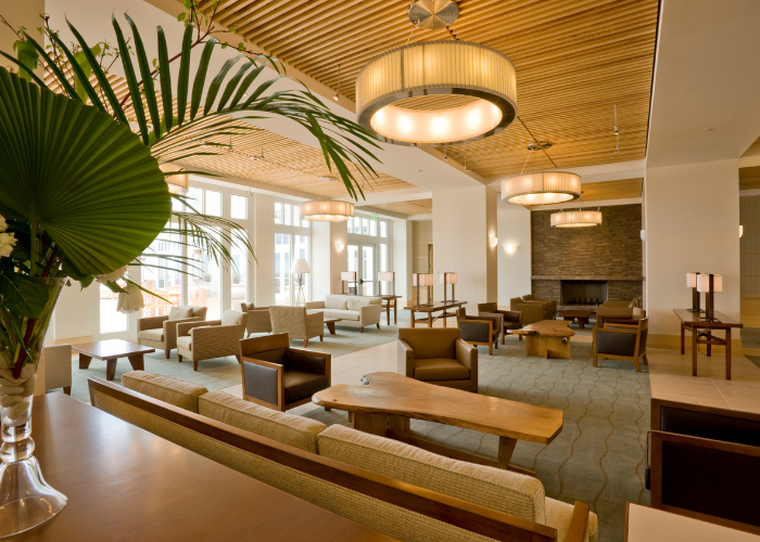 Hotel lobby highlighting the completion of a coordinated hotel logistics project